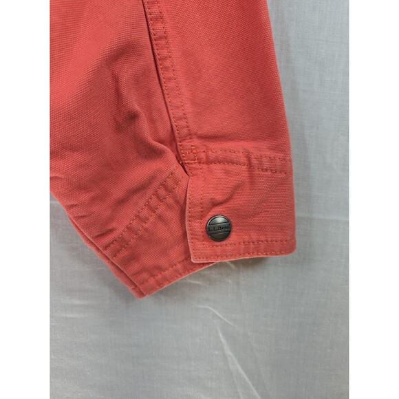 LL Bean Field Jacket Womens XL Coral Salmon Pink Canvas Cotton Zip Vintage 90s - Picture 8 of 12